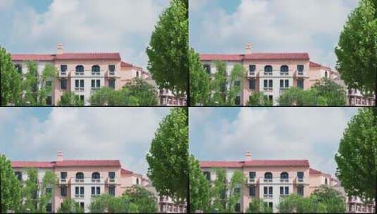 8k实拍阿那亚欧式建筑外观高清在线视频素材下载