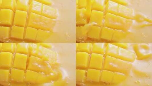 芒果汁沐浴芒果粒高清在线视频素材下载