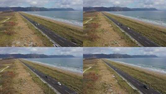 日本北海道海滨公路自然风光航拍高清在线视频素材下载