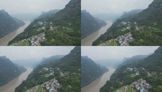 航拍湖北宜昌三峡风光高山峻岭高清在线视频素材下载