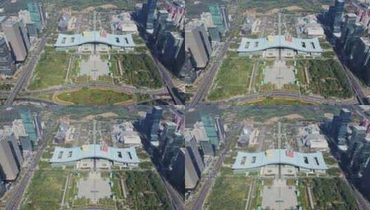 深圳市民中心市民广场俯拍前进高清在线视频素材下载