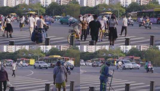 街头   车流 人流  十字路口   城市街头高清在线视频素材下载