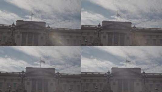 白金汉宫降半旗的平移镜头高清在线视频素材下载