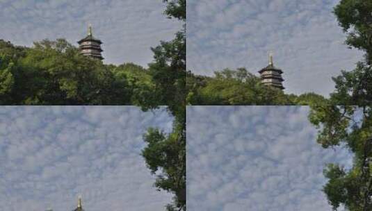 蓝天白云中的杭州雷峰塔高清在线视频素材下载