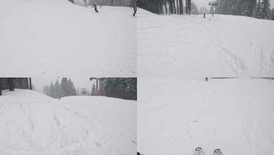 滑雪者滑下坡POV拍摄高清在线视频素材下载