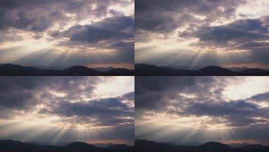 耶稣光延时天空阳光穿透云朵太阳光丁达尔光高清在线视频素材下载