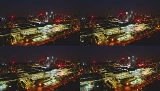 4K城市航拍广州高铁南站日夜景高清在线视频素材下载