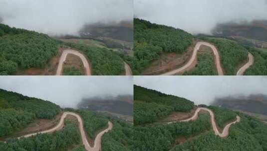 云南旅游风光宣传东川红土地透过云雾森林高清在线视频素材下载
