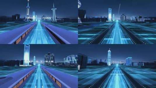 高科技火车城市穿梭动画16高清在线视频素材下载