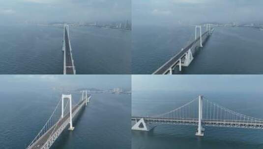 辽宁大连跨海大桥星海湾大桥航拍实拍4K素材高清在线视频素材下载