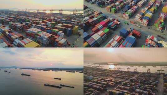 港口、码头、物流运输、航运、长江、集装箱高清在线视频素材下载