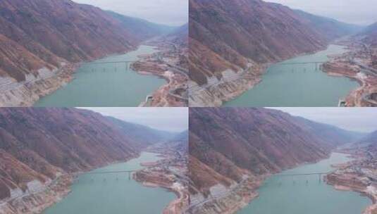 云南省东川境内的大山大河景观高清在线视频素材下载