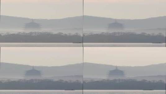 杭州西湖雷峰塔晨曦竖版风光高清在线视频素材下载