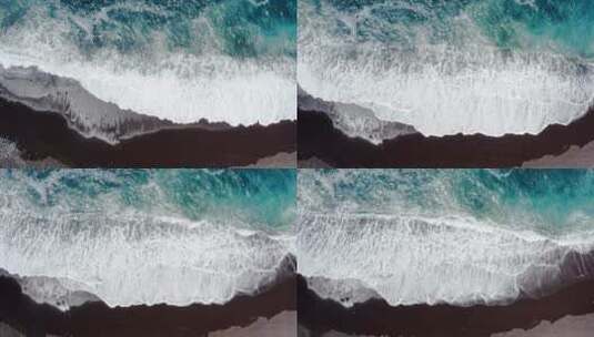 海浪冲击着空荡荡的海滩高清在线视频素材下载