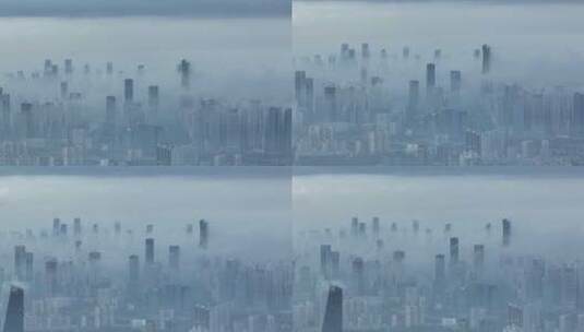 4K深圳城市建筑群云海航拍高清在线视频素材下载