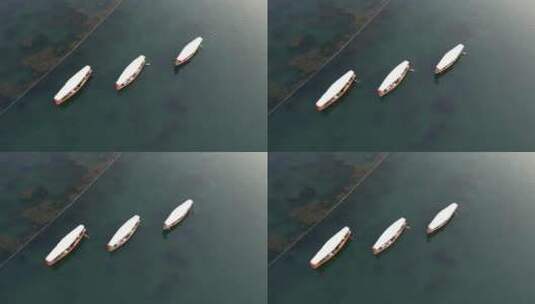 航拍杭州西湖小白船高清在线视频素材下载