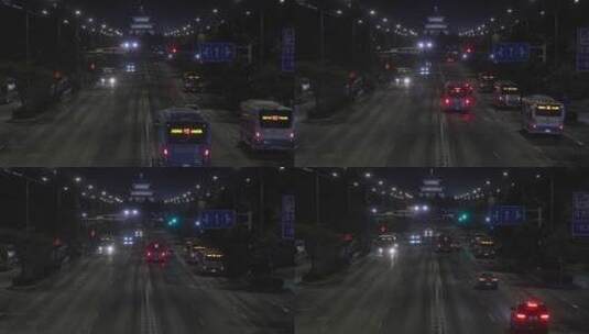 4K60P北京天坛道路交通车流夜景高清在线视频素材下载