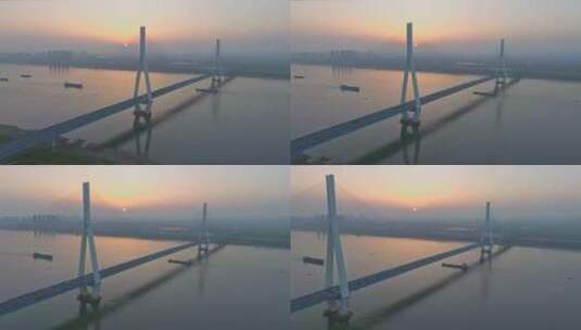 武汉沌口长江大桥侧推镜头高清在线视频素材下载