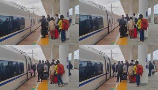 江西景德镇北站火车站准备乘车的旅客高清在线视频素材下载