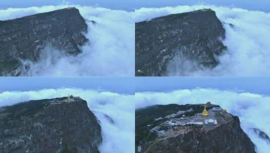 高清航拍峨眉山云海延时雾唯美风景高清在线视频素材下载