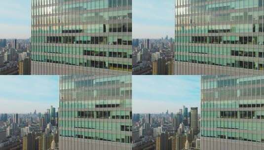 现代商务楼玻璃幕墙航拍高清在线视频素材下载