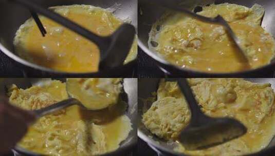 不锈钢小火锅煎鸡蛋摊鸡蛋饼佳肴美食烹饪高清在线视频素材下载