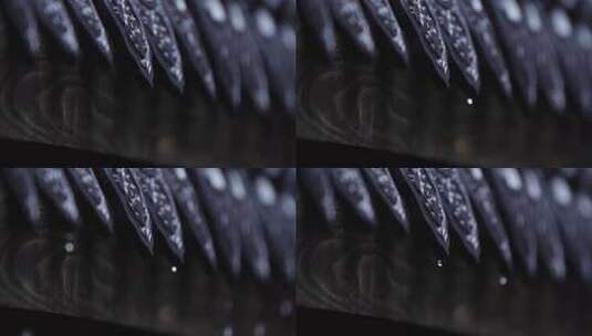 瓦片下雨滴水高清在线视频素材下载