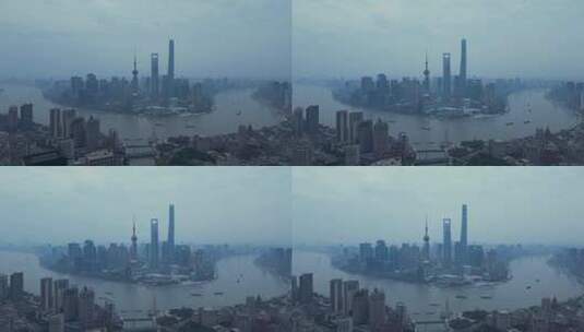上海外滩凌晨日出雾霾大雾延时清晨高清在线视频素材下载