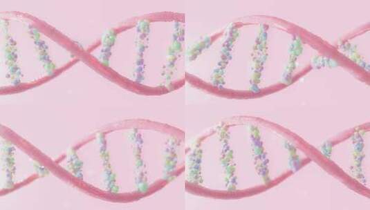 3D粉色DNA螺旋 科学或医学背景4K高清在线视频素材下载