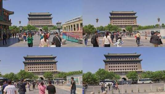 延时：游人众多的北京前门正阳门高清在线视频素材下载