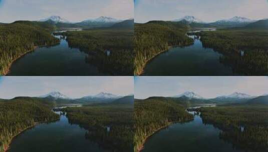 大自然美景、大自然湖泊松林雪山高清在线视频素材下载