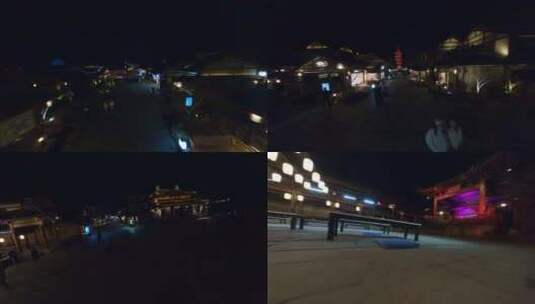 穿越机航拍无锡拈花湾景区内景夜景灯光高清在线视频素材下载