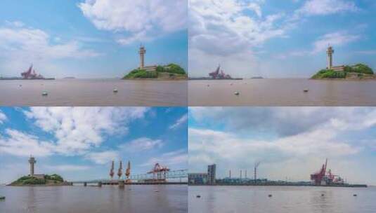宁波北仑山港口码头延时4K视频高清在线视频素材下载