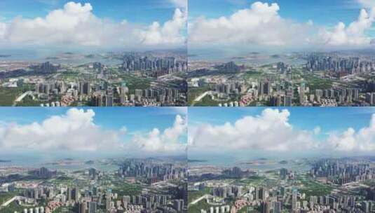 深圳前海片区高空蓝天白云4K航拍高清在线视频素材下载