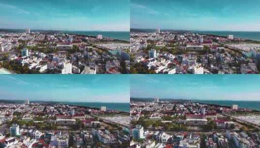 航拍海岸城市的美景高清在线视频素材下载