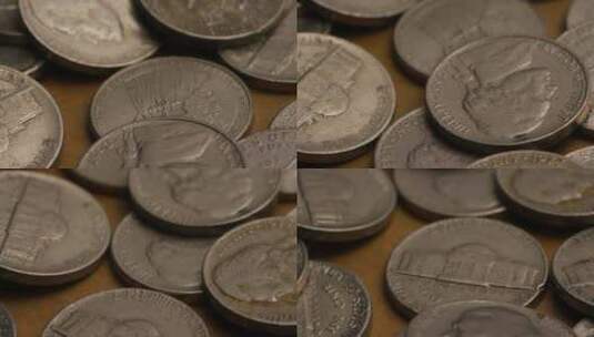 旋转股票镜头拍摄的美国镍币（硬币-0.05美元）-MONEY 0191高清在线视频素材下载
