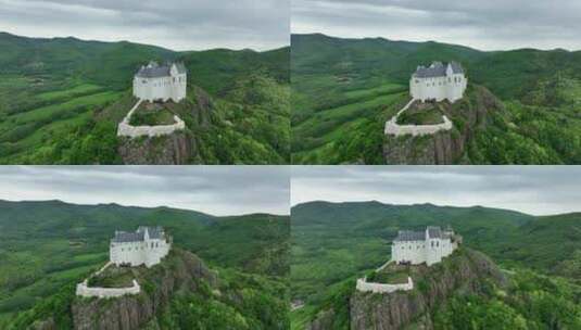 山顶上的中世纪城堡高清在线视频素材下载