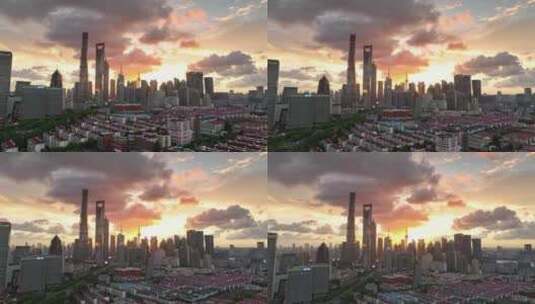 上海晚霞 陆家嘴夜景 金融城 城市晚霞高清在线视频素材下载