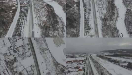 J哈尔滨伊春汤旺河雪地行车4K航拍视频3高清在线视频素材下载