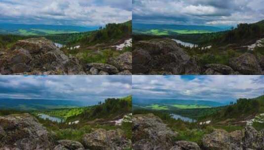 夏季或秋季的山湖延时摄影高清在线视频素材下载
