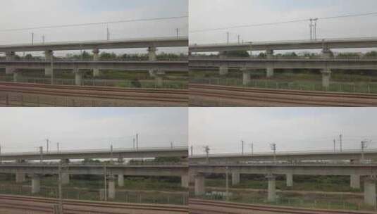高铁交通旅途火车窗外风景实拍高清在线视频素材下载