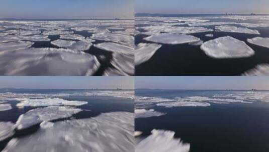 海上浮冰的鸟瞰图高清在线视频素材下载
