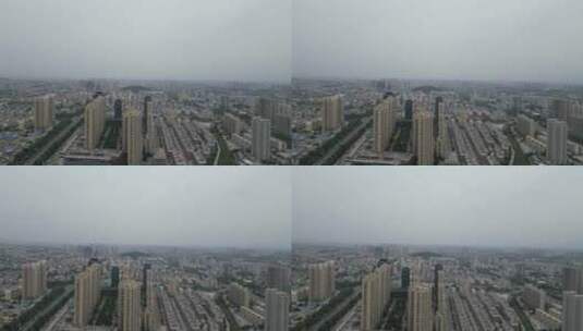 航拍山东泰安城市建设城市风光高清在线视频素材下载