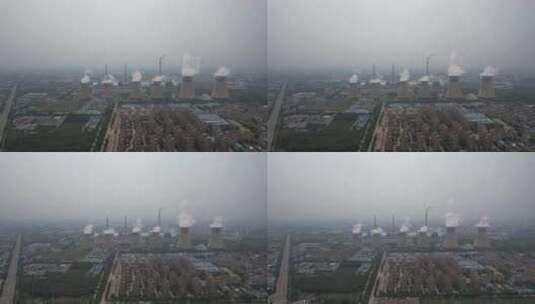 环境污染工业排烟雾霾航拍高清在线视频素材下载