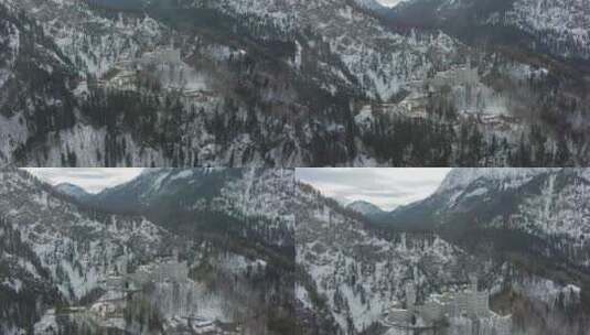 冬日的新天鹅堡。德国巴伐利亚阿尔卑斯山高清在线视频素材下载