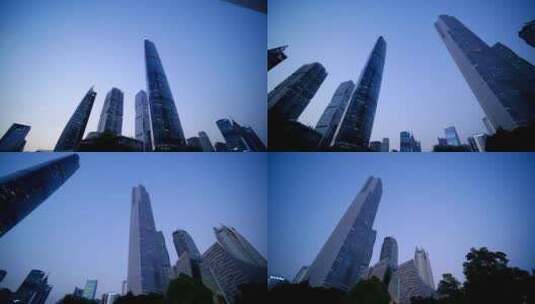 广州珠江新城夜景傍晚高楼建筑群高清在线视频素材下载