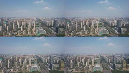 山东淄博新城城市建设交通航拍高清在线视频素材下载