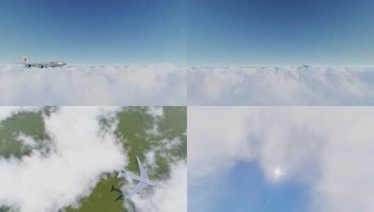 大型喷气式波音飞机客机在云层中飞过高清在线视频素材下载