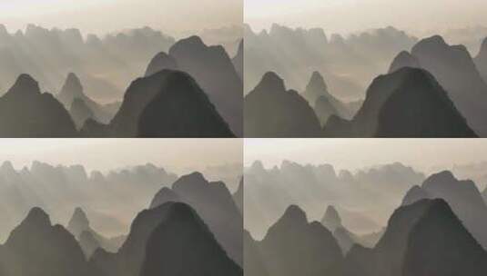 桂林山水中国美丽的风光丁达尔光线日出高清在线视频素材下载