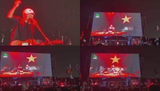 夜晚迷摇滚音乐节大屏幕现场崔健高清在线视频素材下载